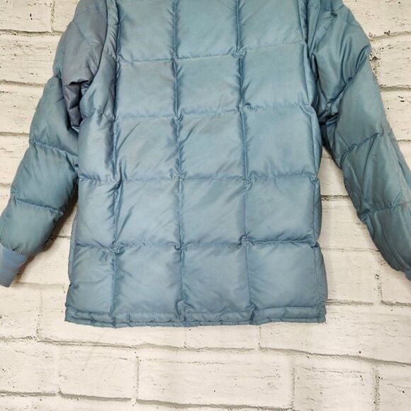 Vintage Eddie Bauer Down Puffer Zip Jacket Blizzard Proof Womens Medium Blue - Picture 5 of 9